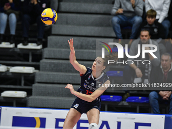 Lucille Giquel of Chieri '76 participates in the Serie A1 Tigota match between Reale Mutua Fenera Chieri '76 and SMI Roma Volley at PalaRuff...