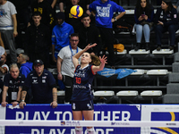 Sarah Van Aalen of Chieri '76 is in action during the Serie A1 Tigota match between Reale Mutua Fenera Chieri '76 and SMI Roma Volley at Pal...