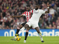 Antonio Rudiger centre-back of Real Madrid and Germany and Inaki Williams right winger of Athletic Club and Ghana compete for the ball durin...