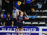 Sarah Van Aalen of Chieri '76 is in action during the Serie A1 Tigota match between Reale Mutua Fenera Chieri '76 and SMI Roma Volley at Pal...