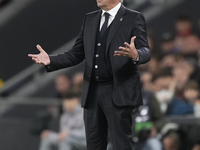 Carlo Ancelotti head coach of Real Madrid reacts during the La Liga match between Athletic Club and Real Madrid CF at Estadio de San Mames o...