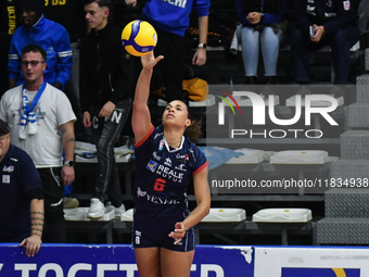 Avery Skinner of Chieri '76 plays during the Serie A1 Tigota match between Reale Mutua Fenera Chieri '76 and SMI Roma Volley at PalaRuffini...