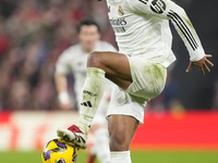 Jude Bellingham central midfield of Real Madrid and England controls the ball during the La Liga match between Athletic Club and Real Madrid...