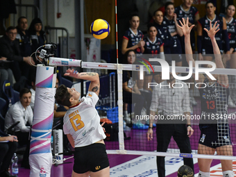 Giulia Melli of SMI Roma Volley is in action during the Serie A1 Tigota match between Reale Mutua Fenera Chieri '76 and SMI Roma Volley at P...