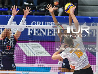 Gabriela Orvosova of SMI Roma Volley is in action during the Serie A1 Tigota match between Reale Mutua Fenera Chieri '76 and SMI Roma Volley...