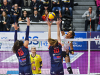 Wilma Salas of SMI Roma Volley is in action during the Serie A1 Tigota match between Reale Mutua Fenera Chieri '76 and SMI Roma Volley at Pa...