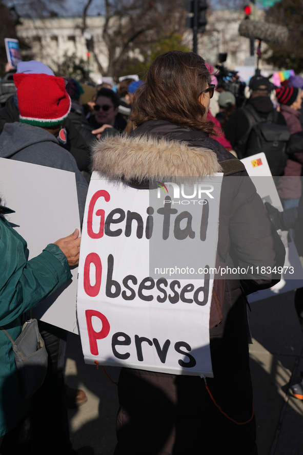 Supporters and opponents of gender-affirming care for transitioning minors are outside the Supreme Court in Washington, D.C., United States,...