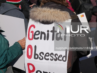 Supporters and opponents of gender-affirming care for transitioning minors are outside the Supreme Court in Washington, D.C., United States,...