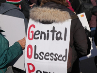 Supporters and opponents of gender-affirming care for transitioning minors are outside the Supreme Court in Washington, D.C., United States,...