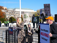 Congresswoman Marjorie Taylor Greene speaks against gender-affirming care at the Supreme Court in Washington, D.C., United States, on Decemb...