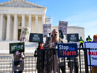 Congresswoman Marjorie Taylor Greene speaks against gender-affirming care at the Supreme Court in Washington, D.C., United States, on Decemb...