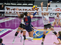 Katerina Zakchaiou of Chieri '76 plays during the Serie A1 Tigota match between Reale Mutua Fenera Chieri '76 and SMI Roma Volley at PalaRuf...