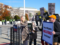 Congresswoman Marjorie Taylor Greene speaks against gender-affirming care at the Supreme Court in Washington, D.C., United States, on Decemb...