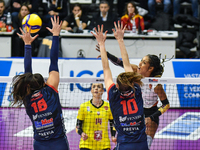 Wilma Salas of SMI Roma Volley is in action during the Serie A1 Tigota match between Reale Mutua Fenera Chieri '76 and SMI Roma Volley at Pa...