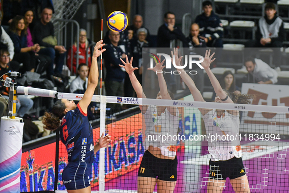 Avery Skinner of Chieri '76 plays during the Serie A1 Tigota match between Reale Mutua Fenera Chieri '76 and SMI Roma Volley at PalaRuffini...