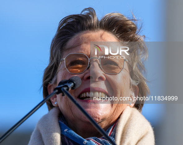 Hollywood stars Annette Bening and Elliot Page join Senator Markey to speak in support of gender-affirming care at the Supreme Court in Wash...