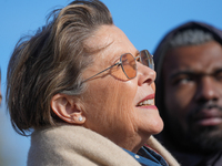 Hollywood stars Annette Bening and Elliot Page join Senator Markey to speak in support of gender-affirming care at the Supreme Court in Wash...