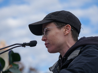 Hollywood stars Annette Bening and Elliot Page join Senator Markey to speak in support of gender-affirming care at the Supreme Court in Wash...