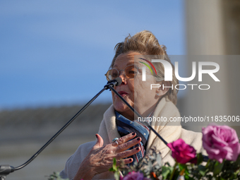 Hollywood stars Annette Bening and Elliot Page join Senator Markey to speak in support of gender-affirming care at the Supreme Court in Wash...