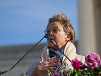 Hollywood stars Annette Bening and Elliot Page join Senator Markey to speak in support of gender-affirming care at the Supreme Court in Wash...