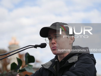 Hollywood stars Annette Bening and Elliot Page join Senator Markey to speak in support of gender-affirming care at the Supreme Court in Wash...