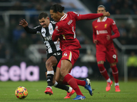 Liverpool's Virgil van Dijk fouls Newcastle United's Bruno Guimaraes during the Premier League match between Newcastle United and Liverpool...