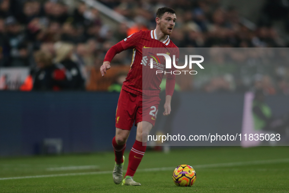 Andrew Robertson of Liverpool plays during the Premier League match between Newcastle United and Liverpool at St. James's Park in Newcastle,...