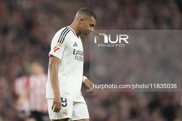 Kylian Mbappe centre-forward of Real Madrid and France during the La Liga match between Athletic Club and Real Madrid CF at Estadio de San M...