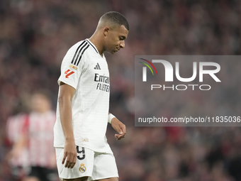 Kylian Mbappe centre-forward of Real Madrid and France during the La Liga match between Athletic Club and Real Madrid CF at Estadio de San M...