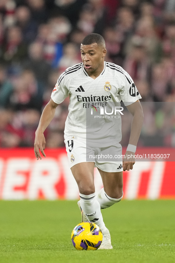 Kylian Mbappe centre-forward of Real Madrid and France during the La Liga match between Athletic Club and Real Madrid CF at Estadio de San M...