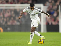 Rodrygo Goes right winger of Real Madrid and Brazil controls the ball during the La Liga match between Athletic Club and Real Madrid CF at E...