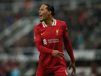 Liverpool's Virgil van Dijk plays during the Premier League match between Newcastle United and Liverpool at St. James's Park in Newcastle, U...