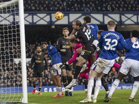 Dominic Calvert-Lewin #9 of Everton F.C. scores a goal during the Premier League match between Everton and Wolverhampton Wanderers at Goodis...