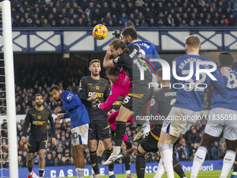 Dominic Calvert-Lewin #9 of Everton F.C. scores a goal during the Premier League match between Everton and Wolverhampton Wanderers at Goodis...