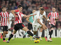 Kylian Mbappe centre-forward of Real Madrid and France and Dani Vivian centre-back of Athletic Club and Spain compete for the ball during th...