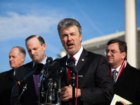 Alabama Attorney General Steve Marshall speaks during a press conference following oral arguments at the Supreme Court on Tennessee's ban on...