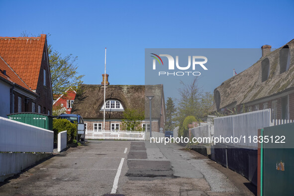 A general view of the traditional Danish houses is seen on the island in Nordby, Fano Island, Denmark, on April 29, 2024. 