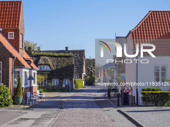 A general view of the traditional Danish houses is seen on the island in Nordby, Fano Island, Denmark, on April 29, 2024. (