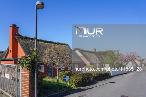 A general view of the traditional Danish houses is seen on the island in Nordby, Fano Island, Denmark, on April 29, 2024. 