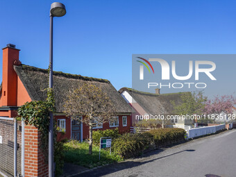 A general view of the traditional Danish houses is seen on the island in Nordby, Fano Island, Denmark, on April 29, 2024. (