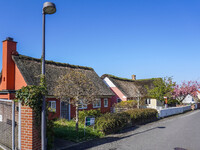 A general view of the traditional Danish houses is seen on the island in Nordby, Fano Island, Denmark, on April 29, 2024. (