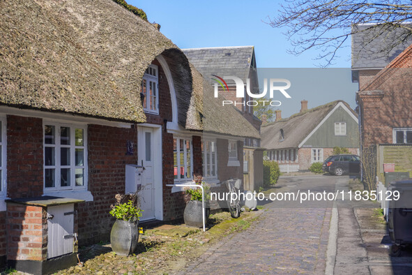 A general view of the traditional Danish houses is seen on the island in Nordby, Fano Island, Denmark, on April 29, 2024. 