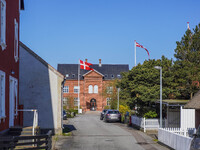 A general view of the traditional Danish houses is seen on the island in Nordby, Fano Island, Denmark, on April 29, 2024. (