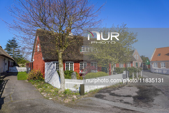 A general view of the traditional Danish houses is seen on the island in Nordby, Fano Island, Denmark, on April 29, 2024. 