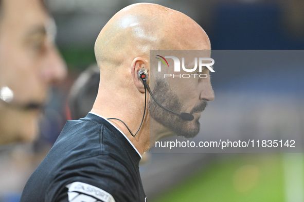 Referee Darren Drysdale officiates during the Sky Bet League 1 match between Peterborough United and Burton Albion at the Weston Homes Stadi...