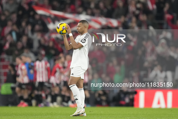 Kylian Mbappe centre-forward of Real Madrid and France during the La Liga match between Athletic Club and Real Madrid CF at Estadio de San M...