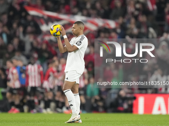 Kylian Mbappe centre-forward of Real Madrid and France during the La Liga match between Athletic Club and Real Madrid CF at Estadio de San M...