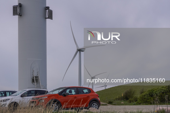 Wind turbines are seen in Esbjerg, Jutland, Denmark, on April 28, 2024. 