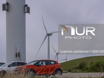 Wind turbines are seen in Esbjerg, Jutland, Denmark, on April 28, 2024. (