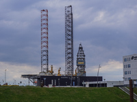 A general view of the port and shipyard is seen in Esbjerg, Jutland, Denmark, on April 29, 2024. (